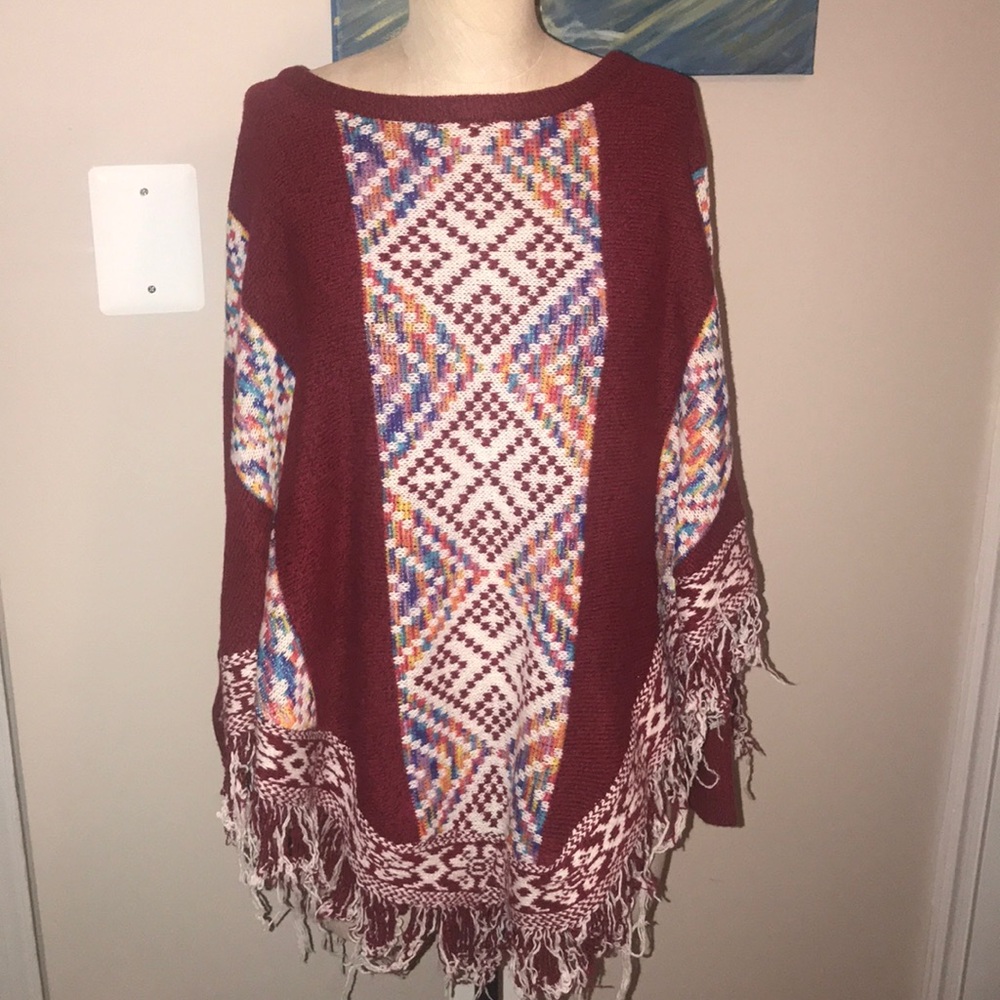 NWT AZ sleeved print poncho